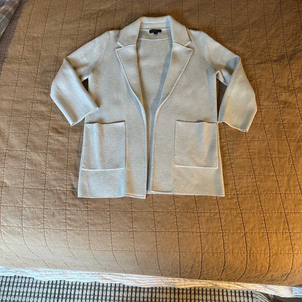 J. Crew Sofie Wool Blend Soft Gray Knit Blazer Sweater